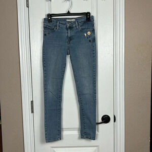 Levis 711 Skinny Jeans Womens 26 Blue Star Lightning Bolt Embellished Denim